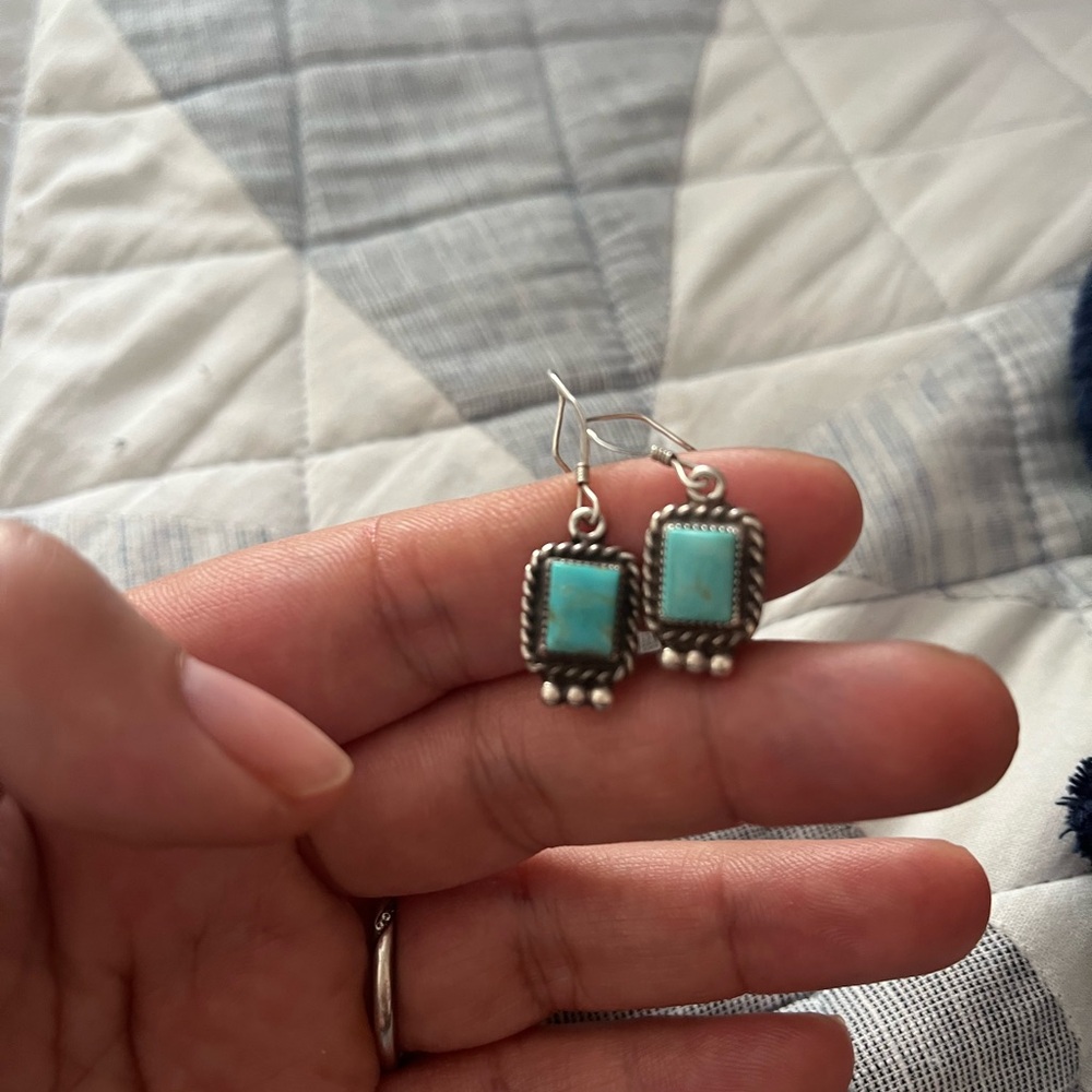 Turquoise Silver Dangle Earrings